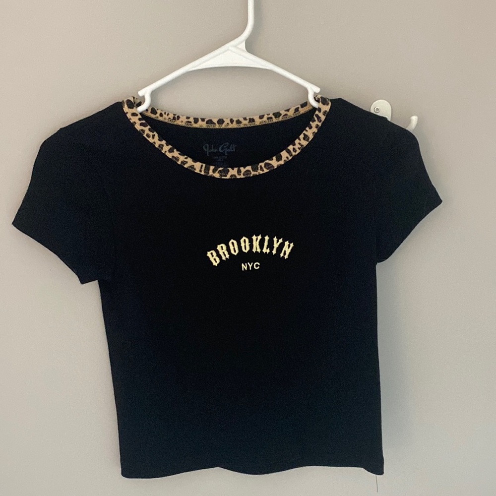 John Galt Brandy Melville Black “Brooklyn NYC” leopard print